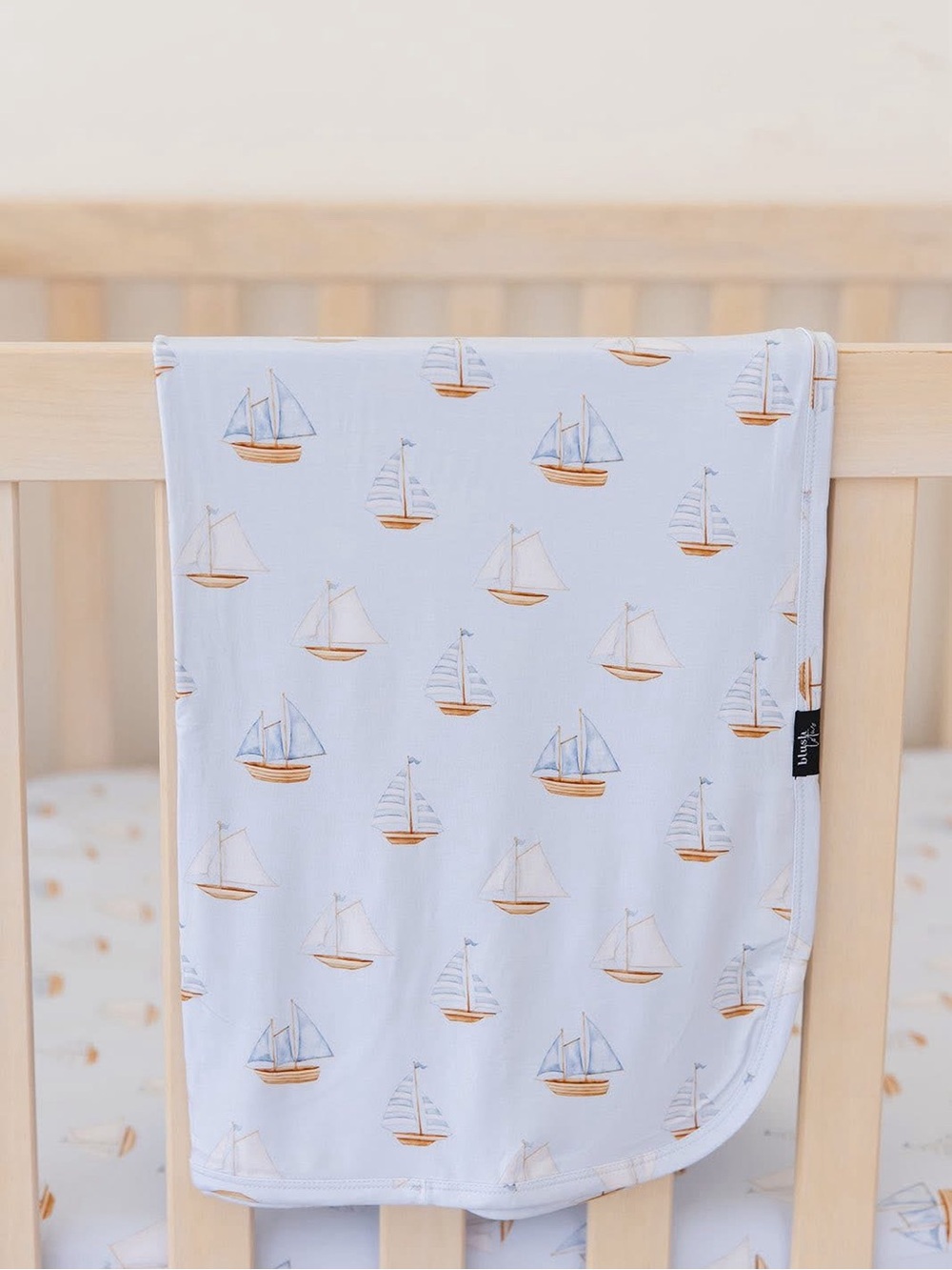 Blush Lotus bamboo sailboats lightweight blanket swaddle